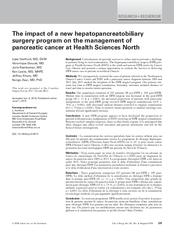 (PDF) The impact of a new hepatopancreatobiliary surgery program on the ...