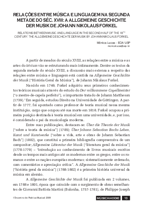 (PDF) Relações Entre Música E Linguagem Na Segunda Metade Do Séc. Xviii ...