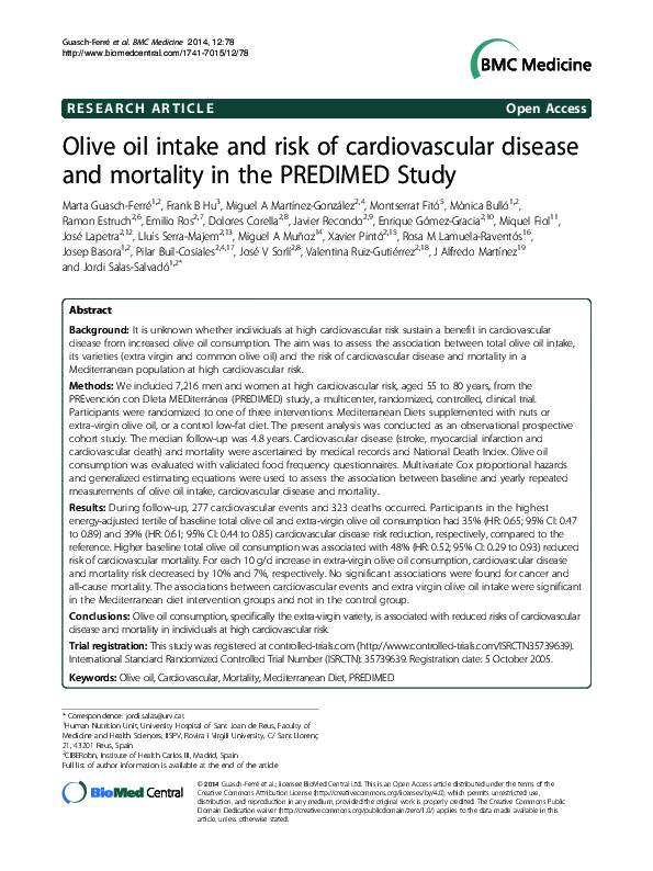 (PDF) Olive oil intake and risk of cardiovascular disease and mortality ...