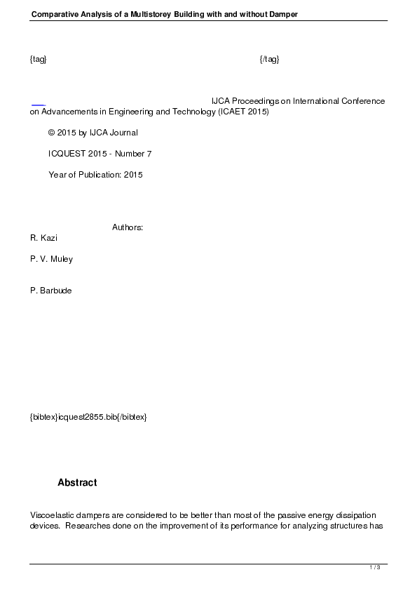 (PDF) Comparative Analysis of a Multistorey Building with and without ...