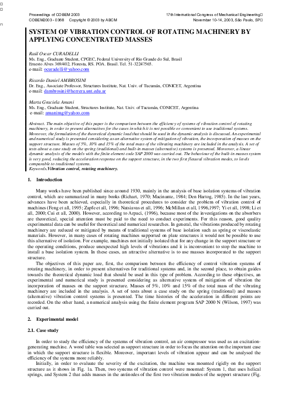 (PDF) System of Vibration Control of Rotating Machinery by Applying ...
