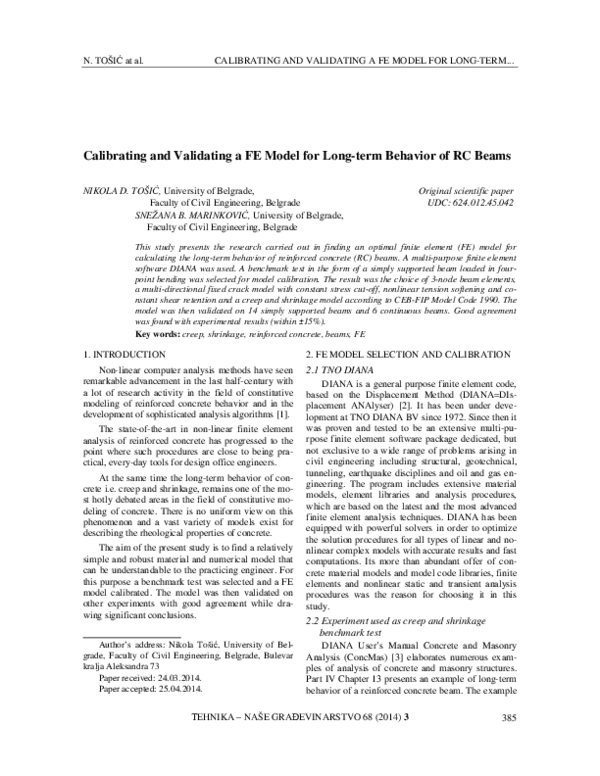 (PDF) Calibrating and validating a FE model for long-term behavior of ...