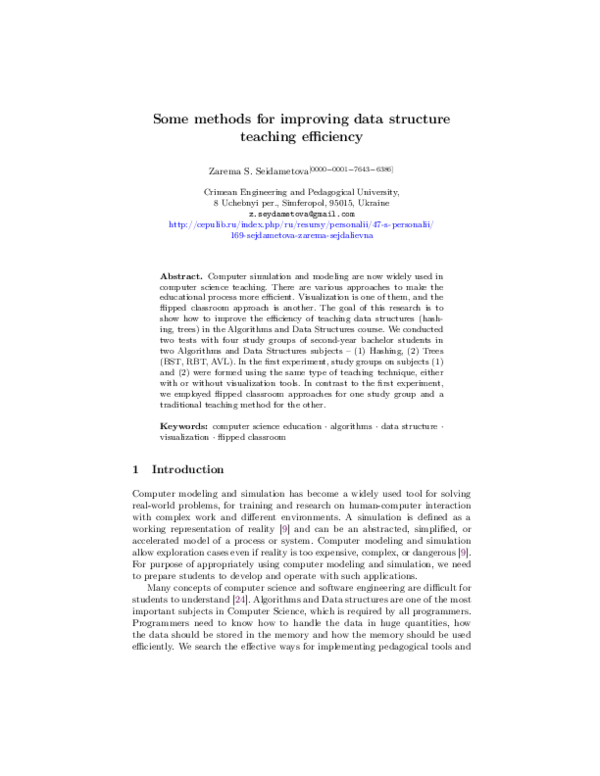 (PDF) Some methods for improving data structure teaching efficiency