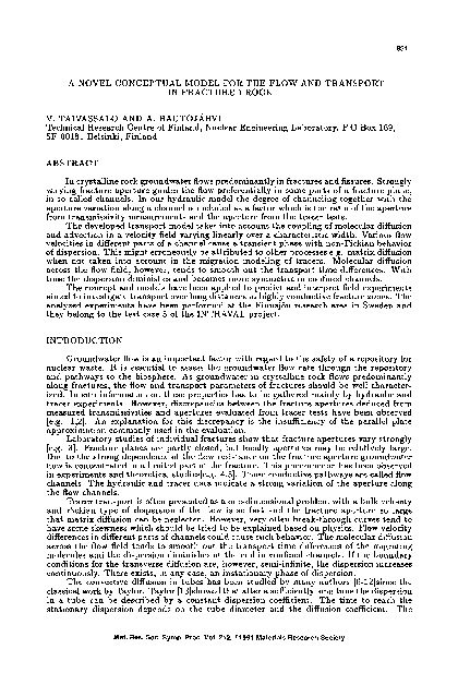 (PDF) A Novel Conceptual Model for the Flow and Transport in Fractured Rock