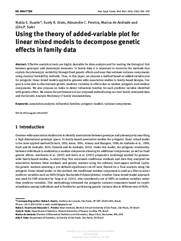 (PDF) Using the theory of added-variable plot for linear mixed models ...