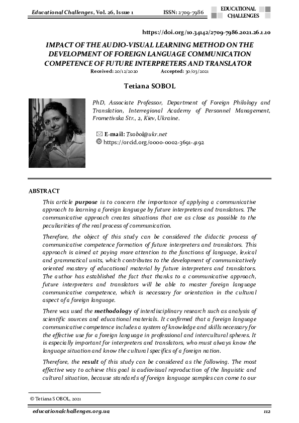 (PDF) Impact of the Audio-Visual Learning Method on the Development of ...