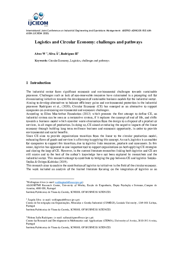 (PDF) Logistics and Circular Economy: challenges and pathways