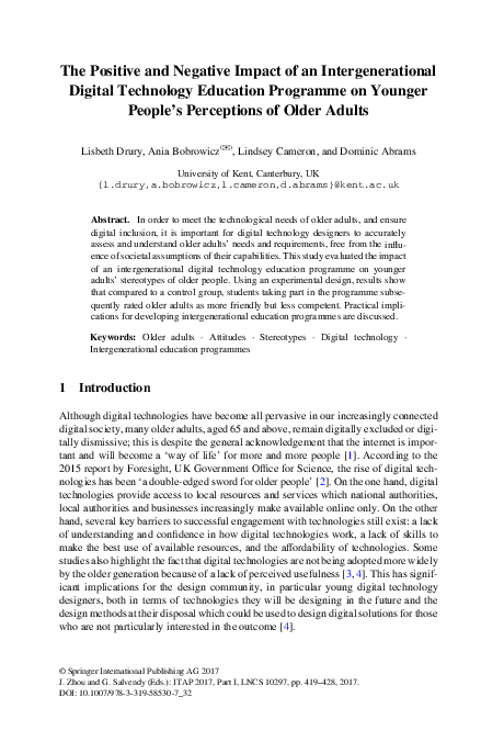 (PDF) The Positive and Negative Impact of an Intergenerational Digital ...