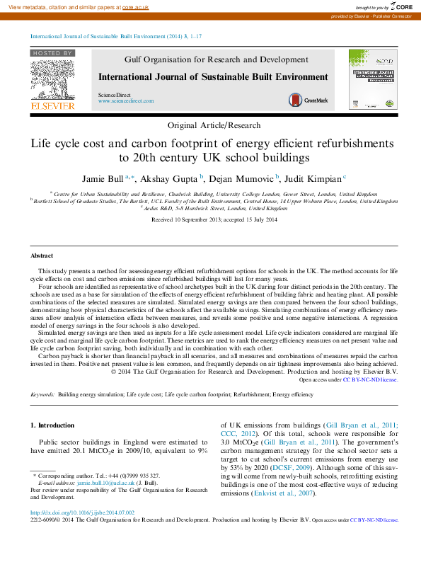 (PDF) Life cycle cost and carbon footprint of energy efficient ...