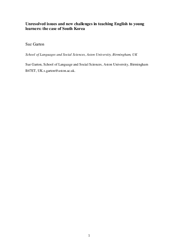 (PDF) Unresolved issues and new challenges in teaching English to young ...