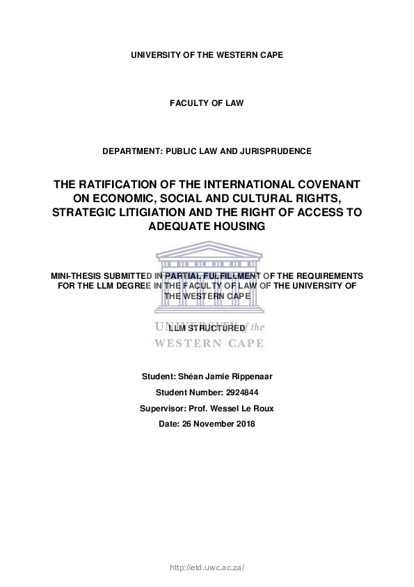 (PDF) The ratification of the international covenant on economic ...