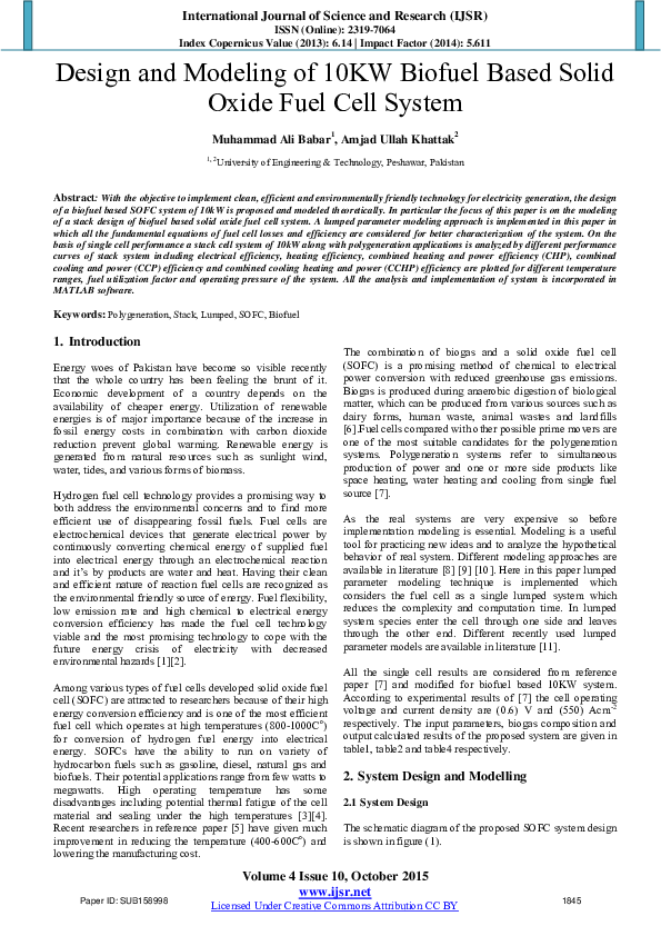 (PDF) Design and Modeling of 10KW Biofuel Based Solid Oxide Fuel Cell ...