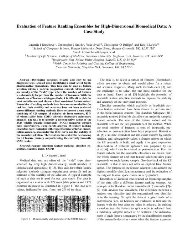 (PDF) Evaluation of Feature Ranking Ensembles for High-Dimensional ...
