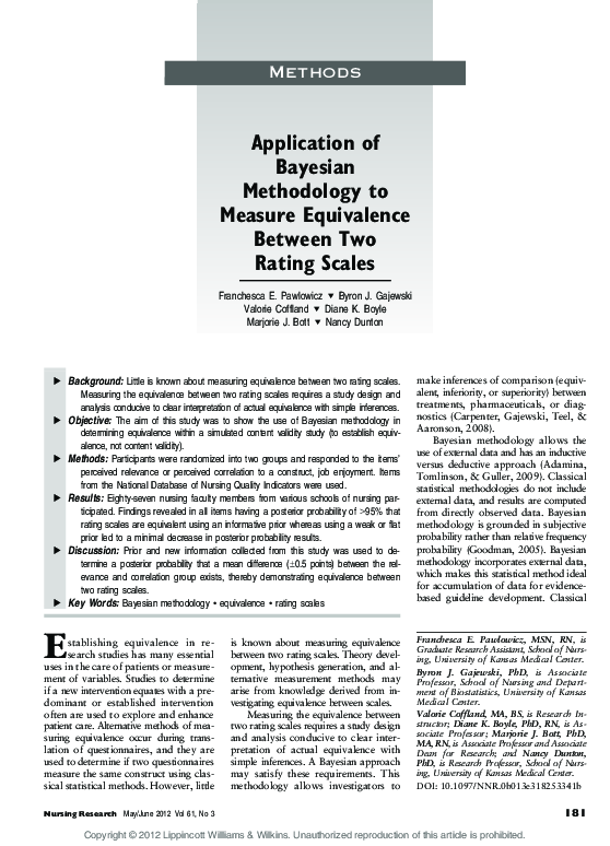(PDF) Application of Bayesian Methodology to Measure Equivalence