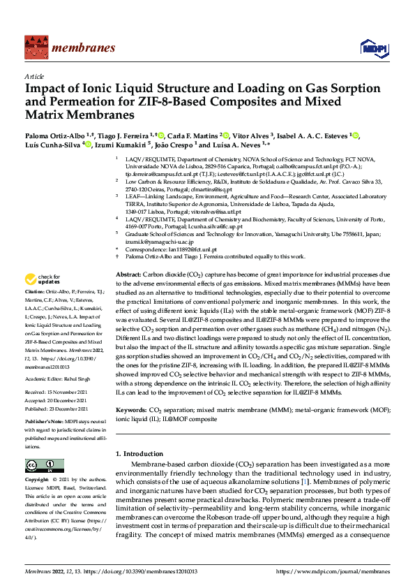 (PDF) Impact of Ionic Liquid Structure and Loading on Gas Sorption and ...