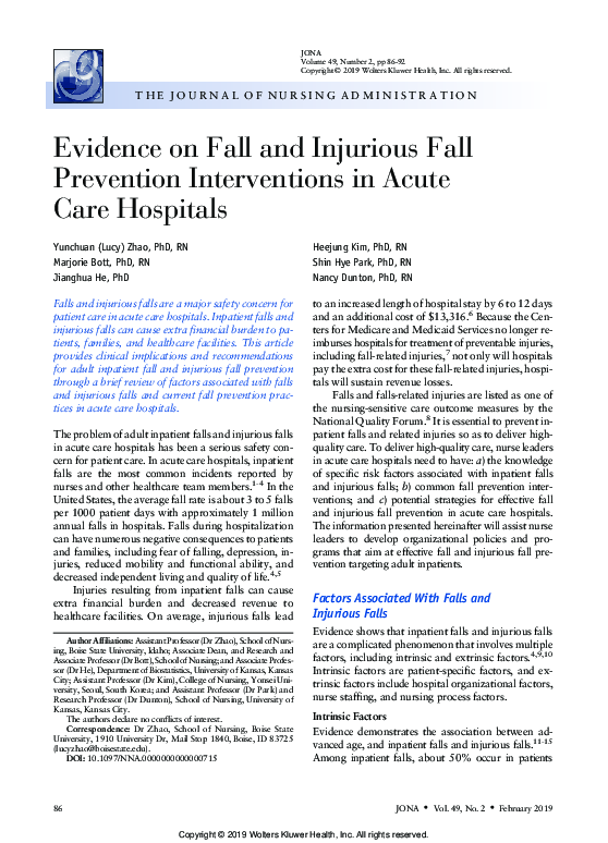 (PDF) Evidence on Fall and Injurious Fall Prevention Interventions in ...