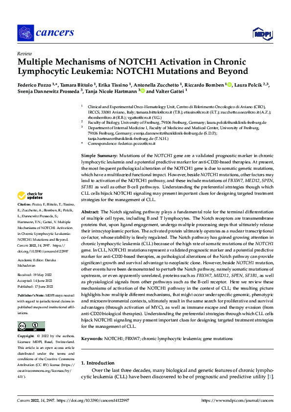 (PDF) Multiple Mechanisms of NOTCH1 Activation in Chronic Lymphocytic ...