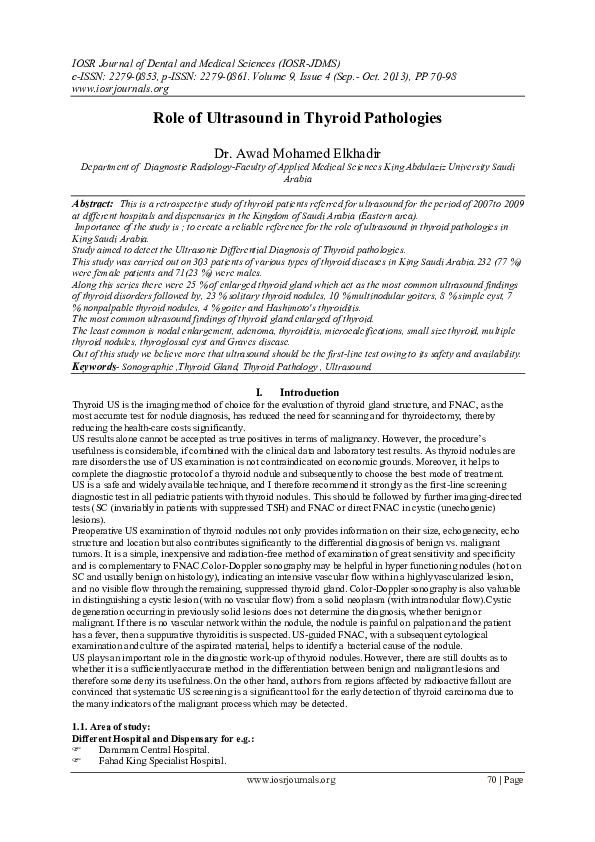 (PDF) Role of Ultrasound in Thyroid Pathologies