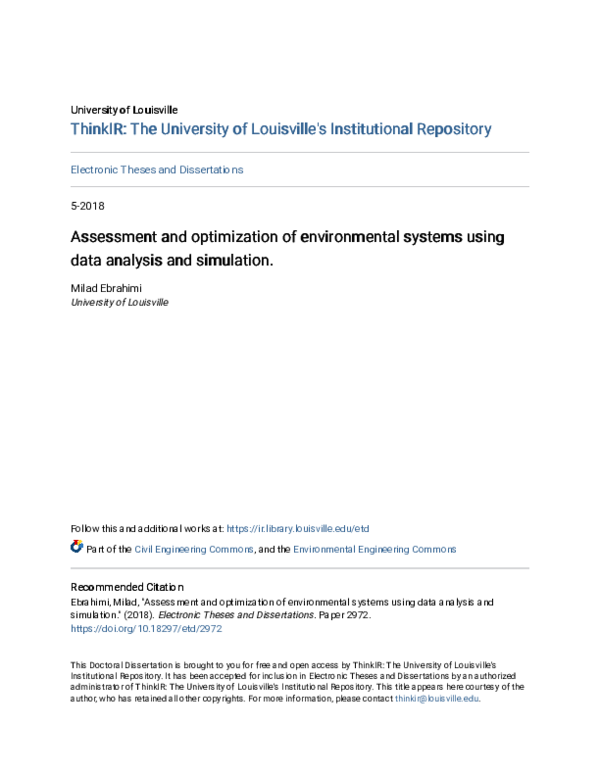 (PDF) Assessment and optimization of environmental systems using data ...