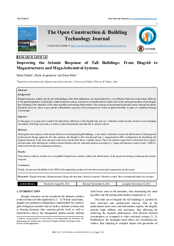 (PDF) Improving the Seismic Response of Tall Buildings: From Diagrid to ...