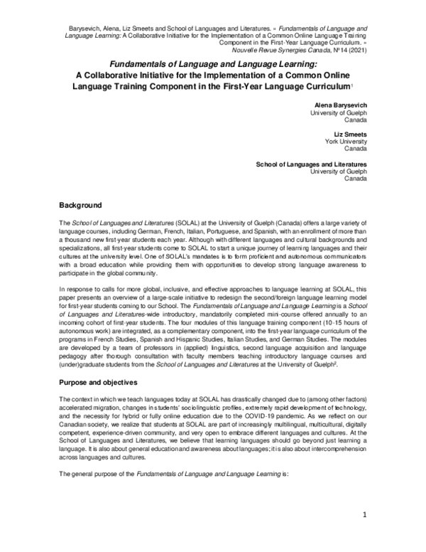 (PDF) Fundamentals of Language and Language Learning: A Collaborative ...