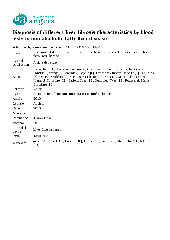 (PDF) Diagnosis of different liver fibrosis characteristics by blood ...