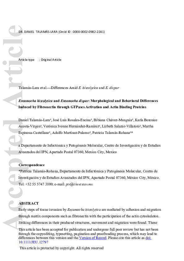 (PDF) Entamoeba histolytica and Entamoeba dispar : Morphological and ...