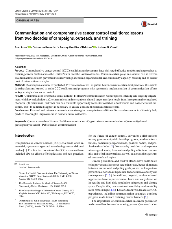 (PDF) Communication and comprehensive cancer control coalitions ...
