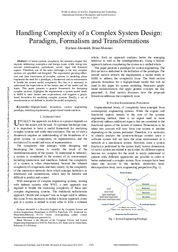 (PDF) Handling Complexity Of A Complex System Design: Paradigm ...