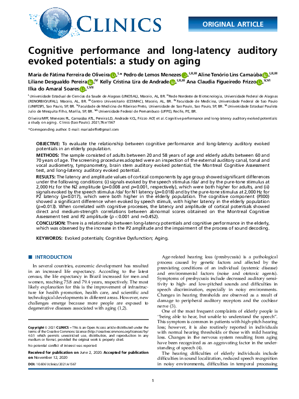 (PDF) Cognitive performance and long-latency auditory evoked potentials ...