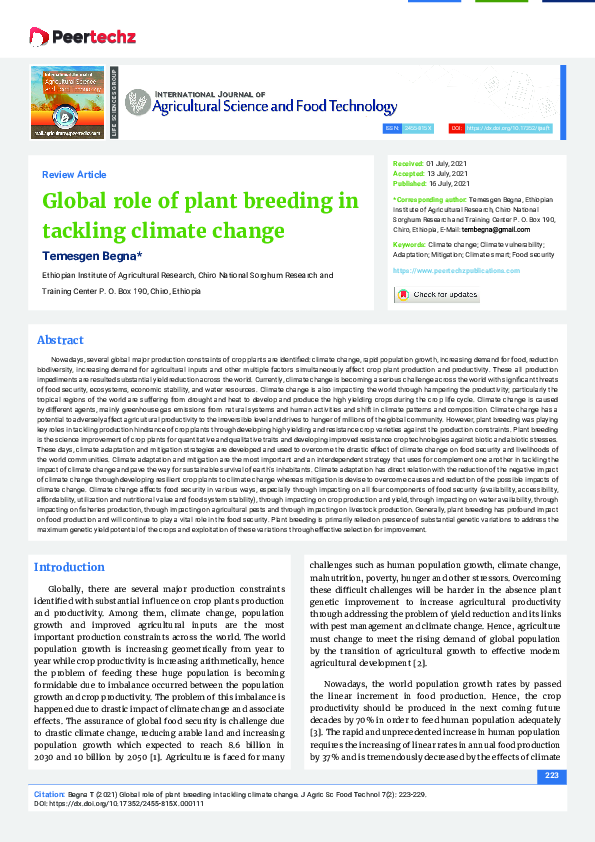 (PDF) Global role of plant breeding in tackling climate change