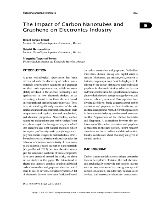(PDF) The Impact of Carbon Nanotubes and Graphene on Electronics Industry