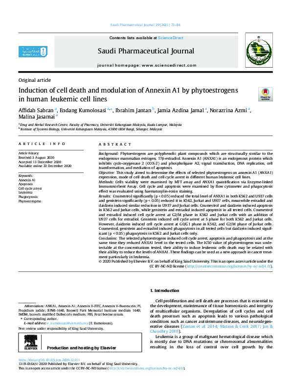 (PDF) Induction of cell death and modulation of Annexin A1 by ...