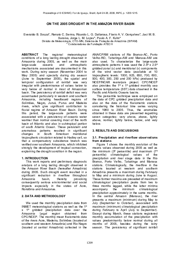 (PDF) On the 2005 drought in the Amazon River Basin