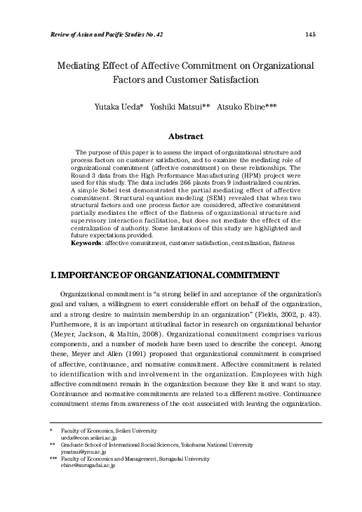 (PDF) Mediating Effect of Affective Commitment on Organizational ...