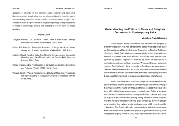 (PDF) Understanding the Politics of Caste and Religious Conversion in ...
