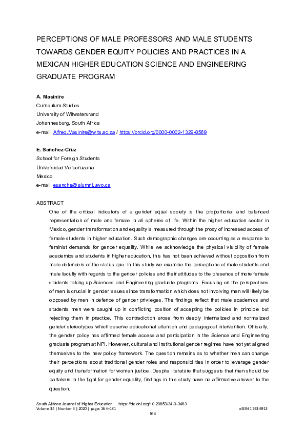 (PDF) Perceptions of male professors and male students towards gender ...