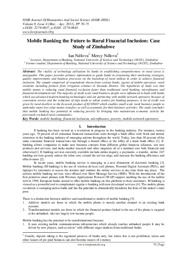 (PDF) Mobile Banking the Future to Rural Financial Inclusion: Case ...
