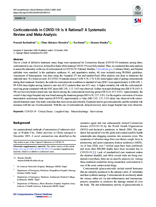 (PDF) Corticosteroids in COVID-19: Is it Rational? A Systematic Review ...