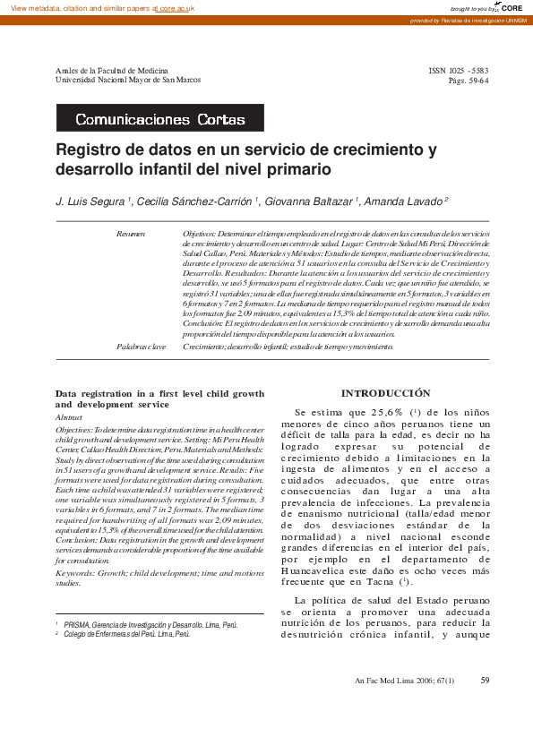 (PDF) Data registration in a first level child growth and development ...