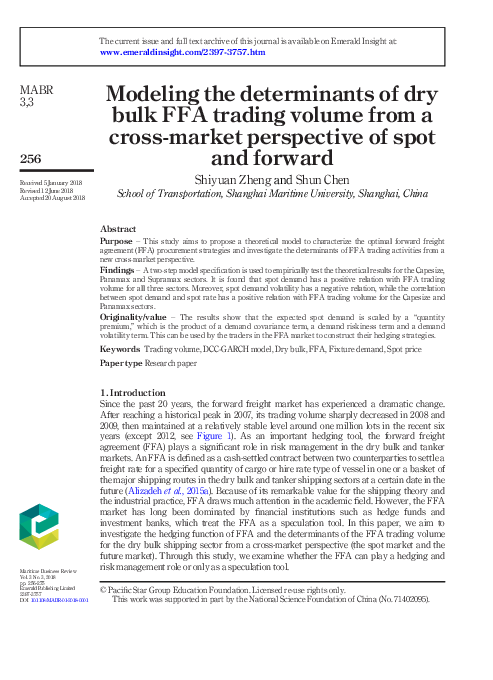 (PDF) Dynamics and interactions between spot and forward freights in ...