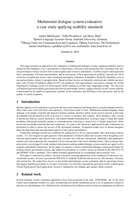 (PDF) Multimodal Dialogue System Evaluation: A Case Study Applying ...