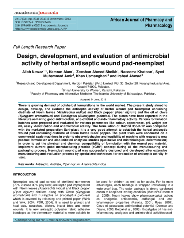 (PDF) Design, development, and evaluation of antimicrobial activity of ...