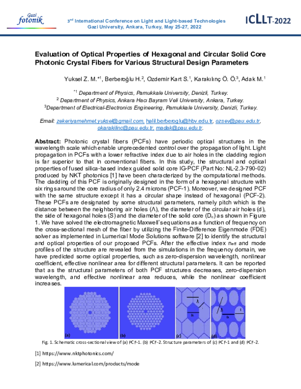 (PDF) Evaluation of Optical Properties of Hexagonal and Circular Solid ...