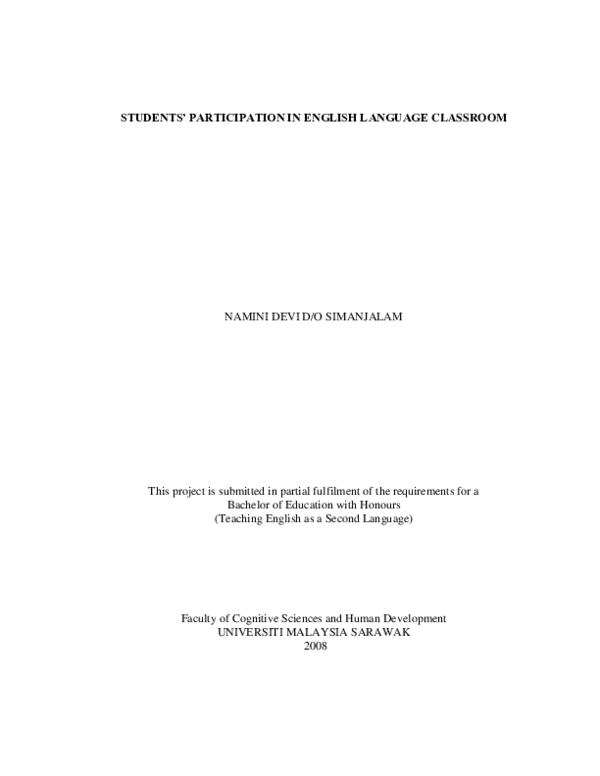 (PDF) Students' participation in English language classroom