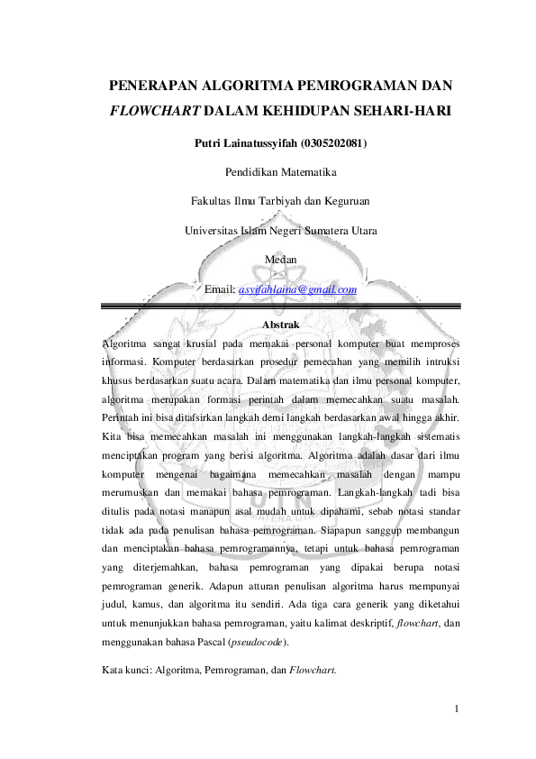 (PDF) PENERAPAN ALGORITMA PEMROGRAMAN DAN FLOWCHART DALAM KEHIDUPAN ...