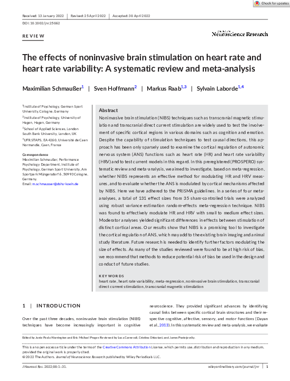 (PDF) The effects of noninvasive brain stimulation on heart rate and ...
