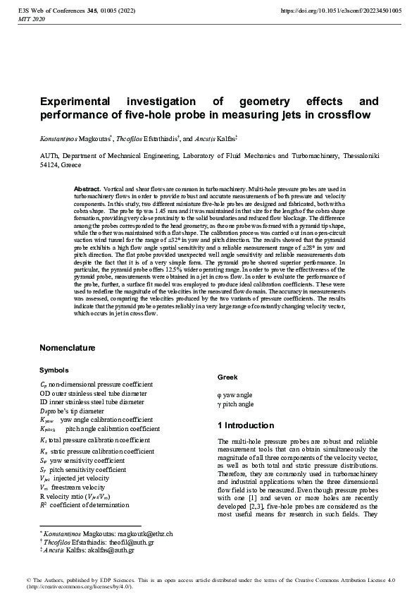 (PDF) Experimental investigation of geometry effects and performance of ...