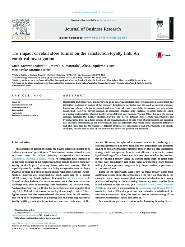 (PDF) The impact of retail store format on the satisfaction-loyalty ...
