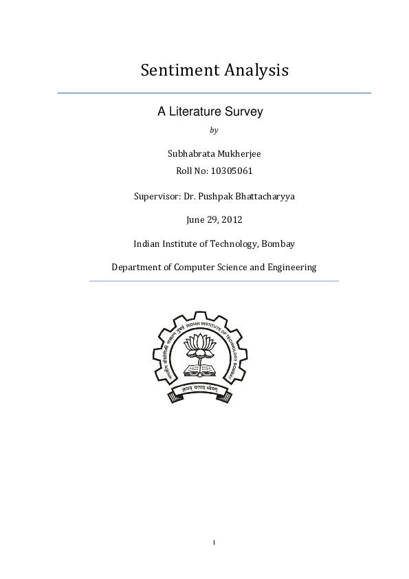 (PDF) Sentiment Analysis